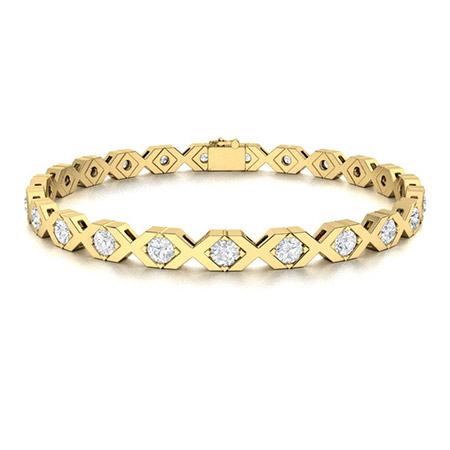 2.2 Ct Lab-Created Round Cut Petronel  Diamond Tennis Bracelets in 9K White Gold