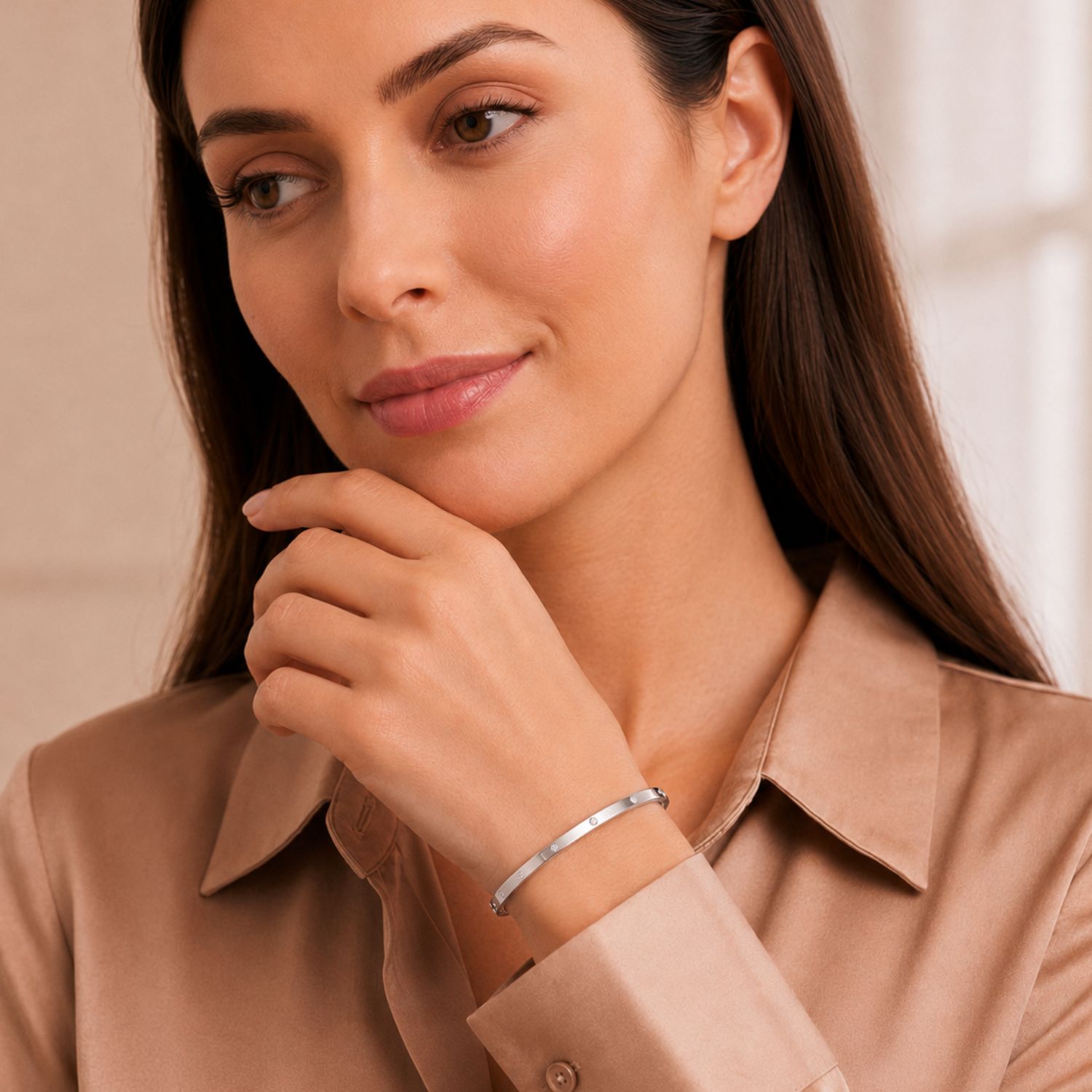 Sheilaine Round Cut Bezel Set Diamond Bangle | Sunshine Diamonds