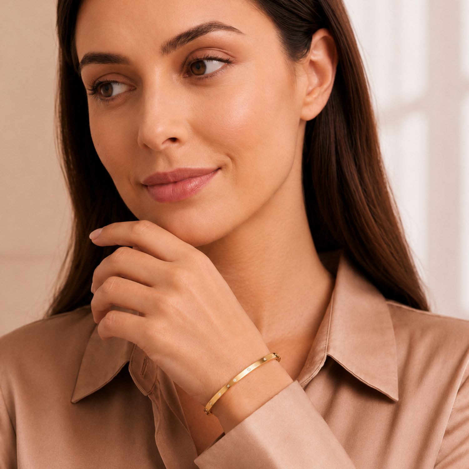 Sheilaine Round Cut Bezel Set Diamond Bangle | Sunshine Diamonds