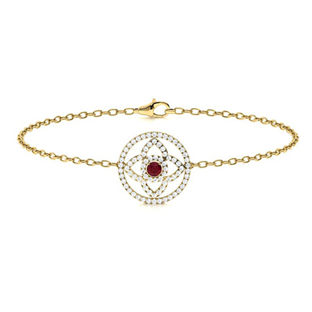 Richia Natural Ruby 4 Prong  Diamond Bracelet