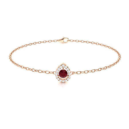 Riegan Natural Ruby 3 Prong  Diamond Bracelet