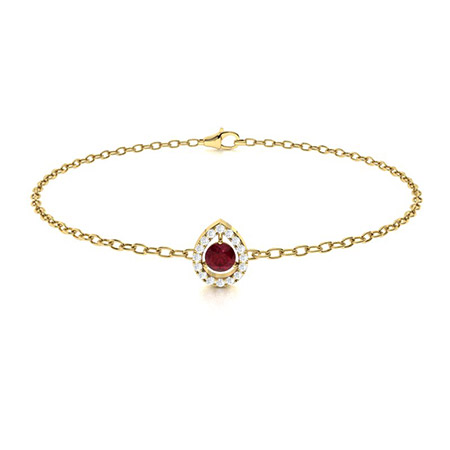 Riegan Natural Ruby 3 Prong  Diamond Bracelet