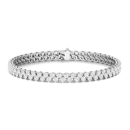 Natural Diamond Round Cut Sybill  Multi Row Tennis Bracelets in 9K White Gold