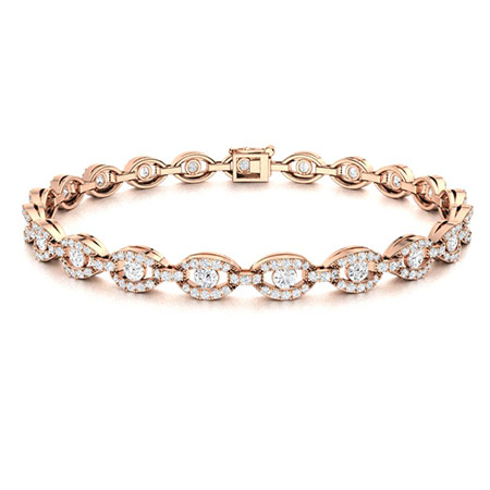 2.2 Ct Natural Round Cut Shelly Diamond Tennis Bracelets in Silver 925