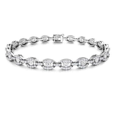 2.2 Ct Natural Round Cut Shelly Diamond Tennis Bracelets in Silver 925