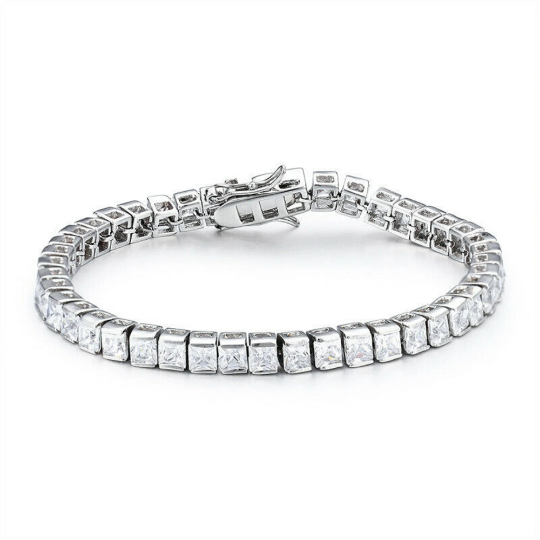 4.00 carat F-G/SI Princess Cut Diamond Channel set Tennis Bracelet,9k 18k White Gold