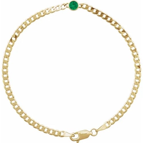 0.3 Ct Emerald Round Cut Rosalene  Gemstone Bracelets in Silver 925