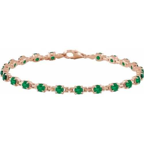 Raea Emerald 4 Claw Set  Diamond Bracelet