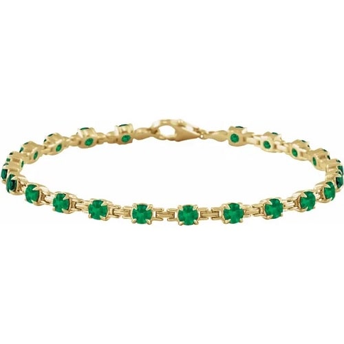 Raea Emerald 4 Claw Set  Diamond Bracelet