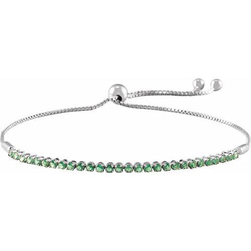 1.12 Ct Emerald Round Cut Raivyn  Gemstone Bracelets in Silver 925