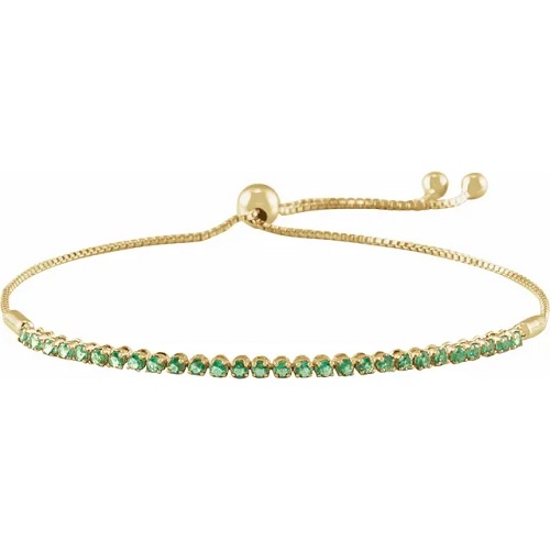 1.12 Ct Emerald Round Cut Raivyn  Gemstone Bracelets in Silver 925