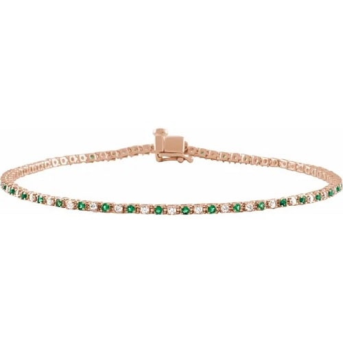 1.42 Ct Emerald Round Cut Raychel  Gemstone Bracelets in Silver 925