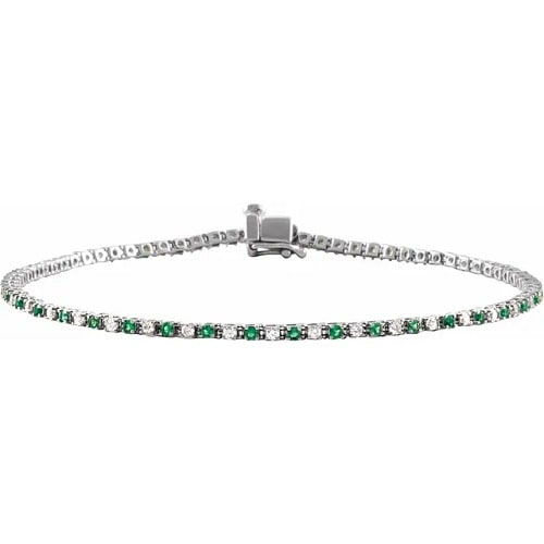 1.42 Ct Emerald Round Cut Raychel  Gemstone Bracelets in Silver 925