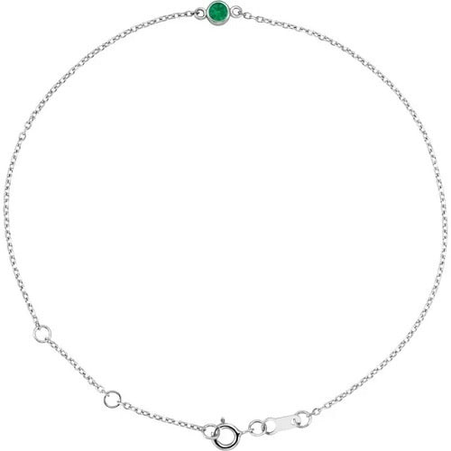 0.12 Ct Emerald Round Cut Roz  Gemstone Bracelets in Silver 925