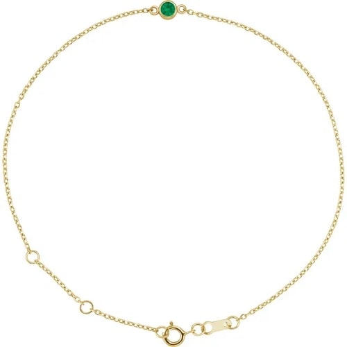 0.12 Ct Emerald Round Cut Roz  Gemstone Bracelets in Silver 925