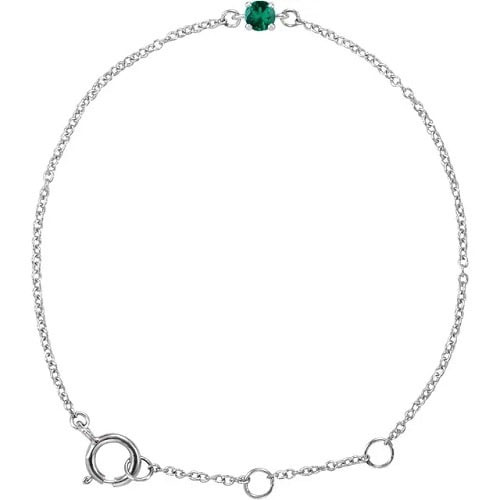 0.12 Ct Emerald Round Cut Racquel  Gemstone Bracelets in Silver 925