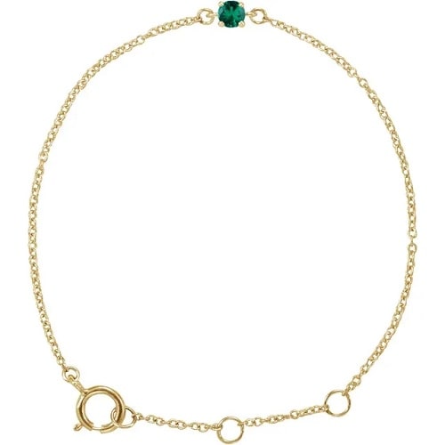 0.12 Ct Emerald Round Cut Racquel  Gemstone Bracelets in Silver 925