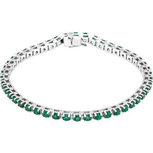 5.52 Ct Emerald Round Cut Resa  Gemstone Bracelets in Silver 925