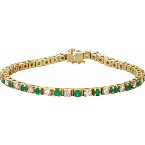 Royse Emerald 4 Prong  Diamond Bracelet