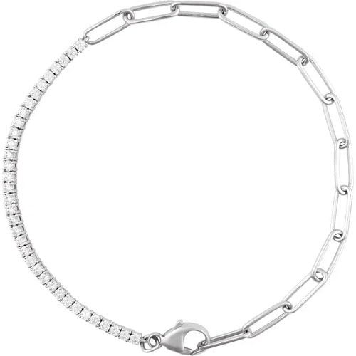1 Ct Lab-Created Round Cut Stephania  Diamond Tennis Bracelets in Silver 925