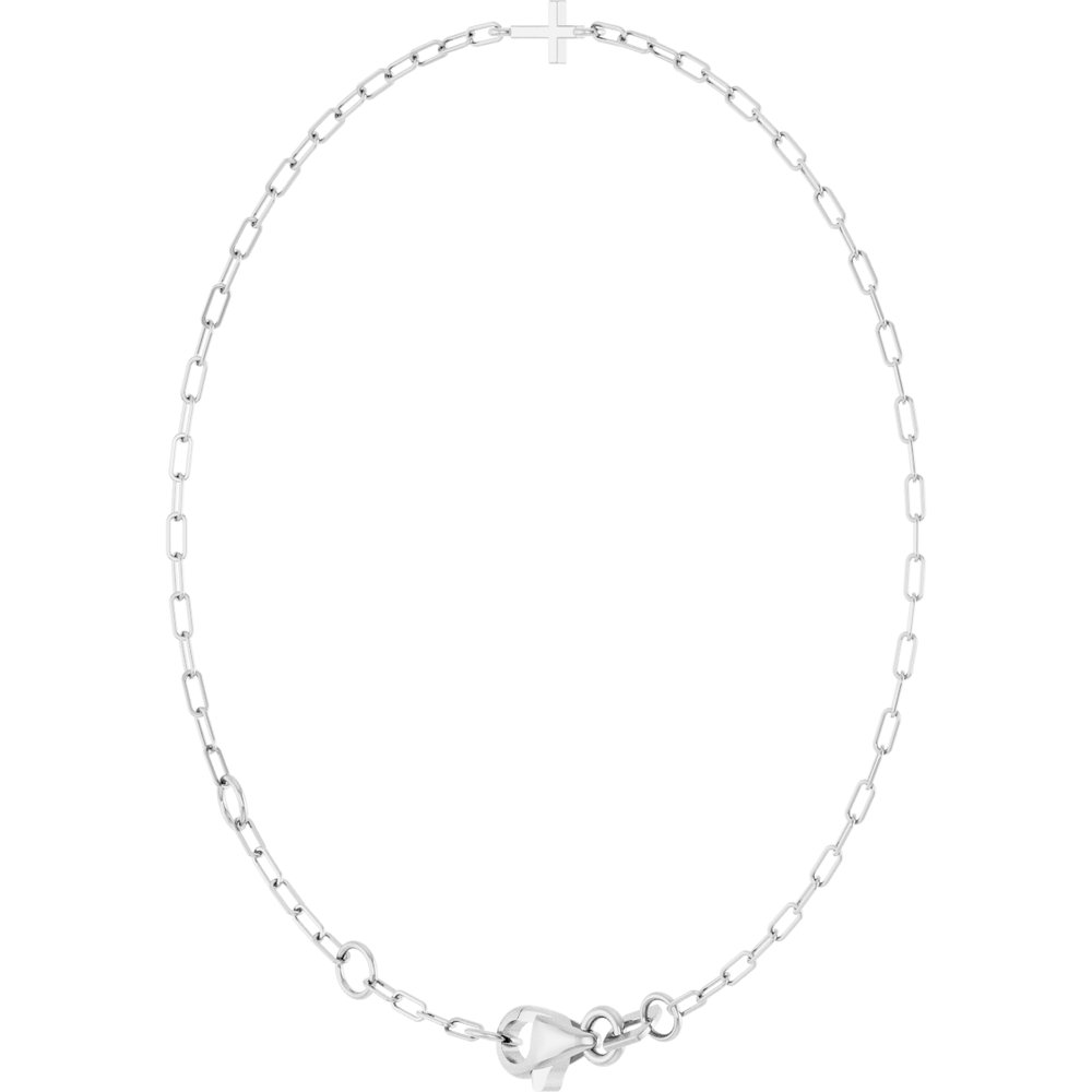 6 And 8 Inch Sideways Cross Paperclip-Style Chain Bracelet  Available In 9k,14k,18k,Silver And Platinum