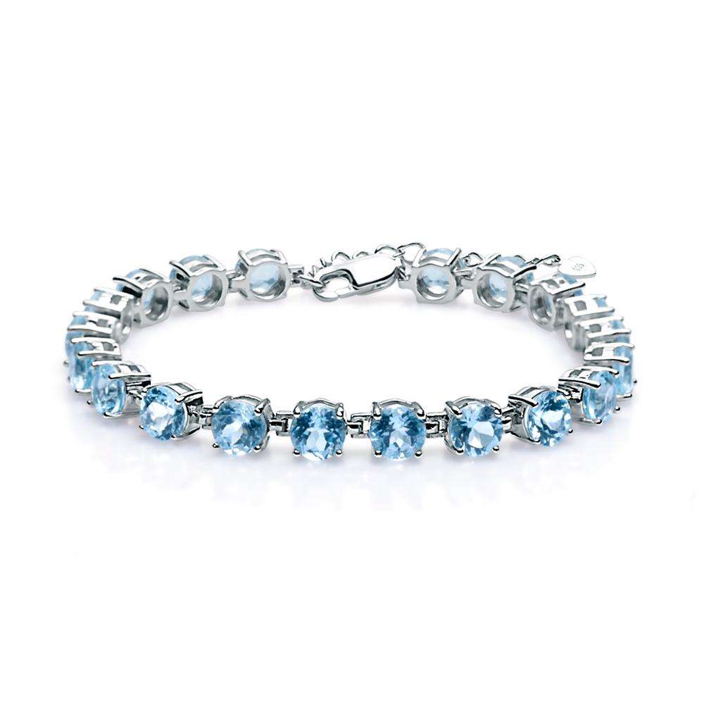 7 Ct Aquamarine Round Cut Roanna  Gemstone Bracelets in Silver 925