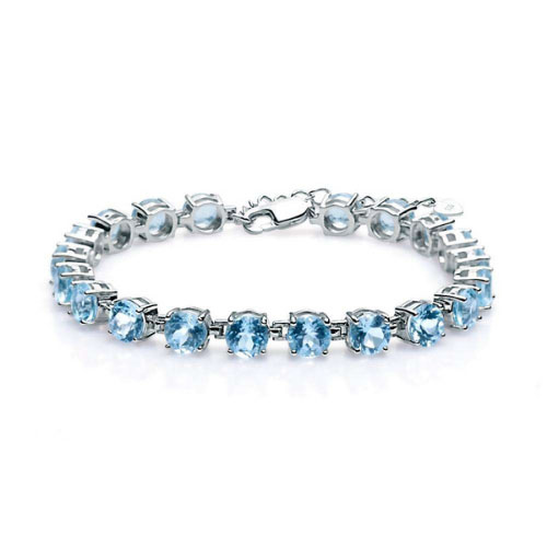 7 Ct Aquamarine Round Cut Roanna  Gemstone Bracelets in Silver 925