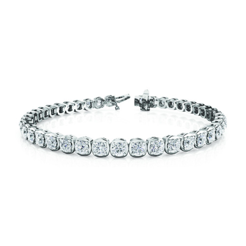 2 Ct Natural Round Cut Roselie  Diamond Tennis Bracelets in Silver 925