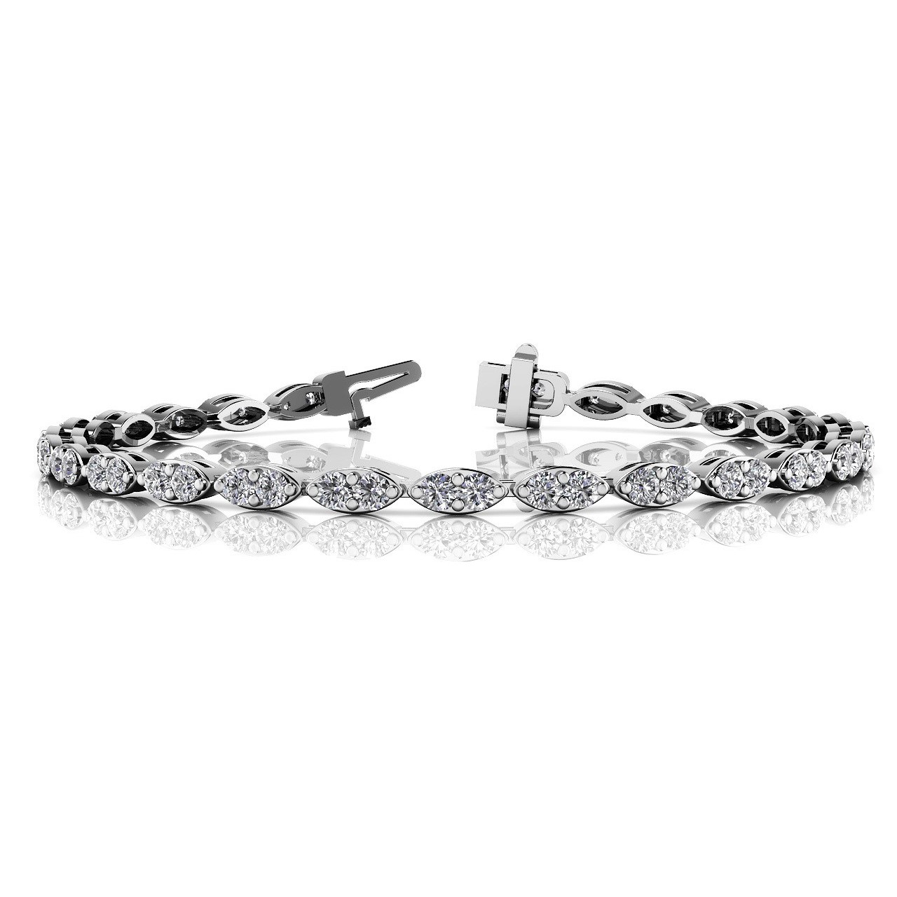 Natural Round Cut Rella  Diamond Tennis Bracelets in Silver 925