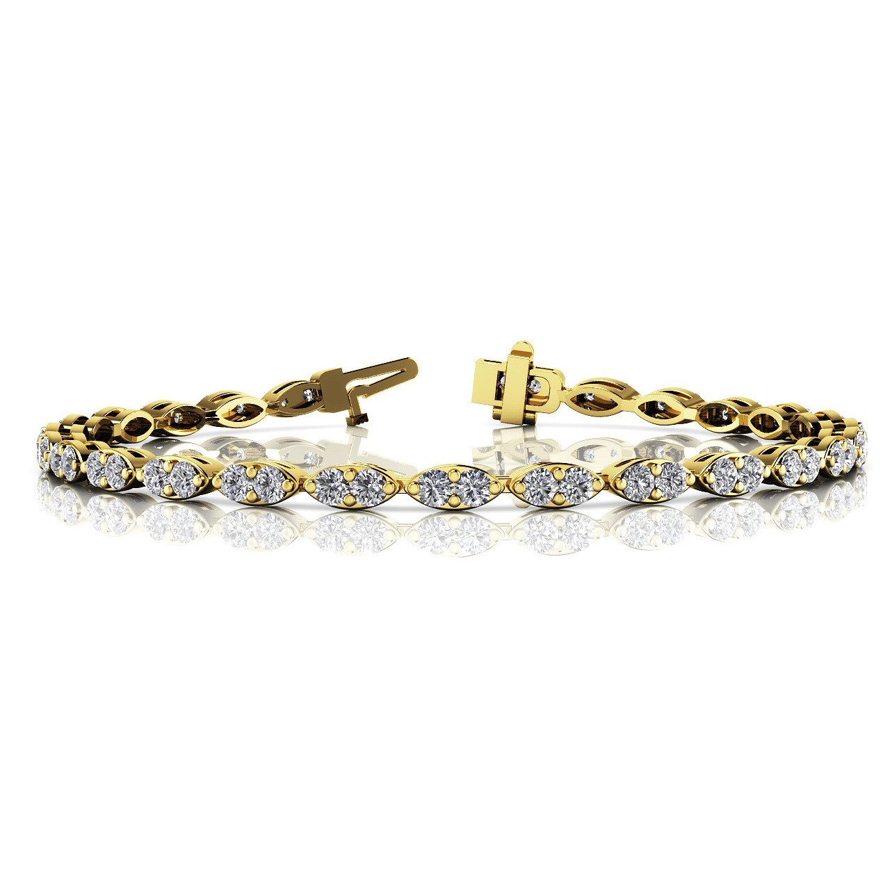 Natural Round Cut Rella  Diamond Tennis Bracelets in Silver 925