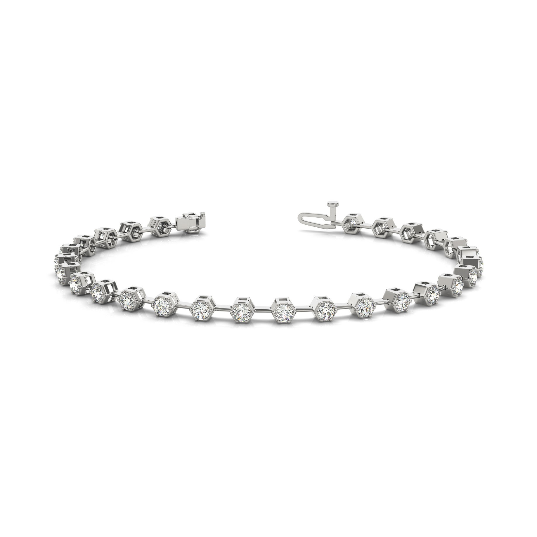 2.5 Ct Natural Round Cut Reanne  Diamond Tennis Bracelets in Silver 925