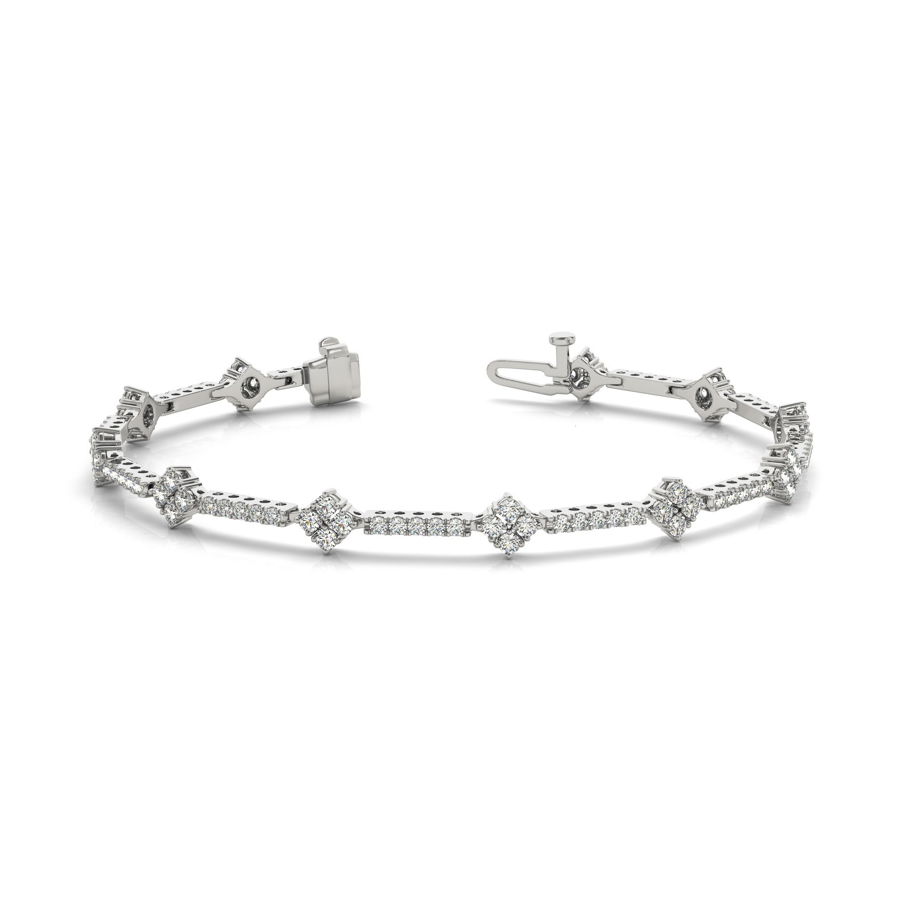 1.33 Ct Natural Round Cut Romi  Diamond Tennis Bracelets in Silver 925