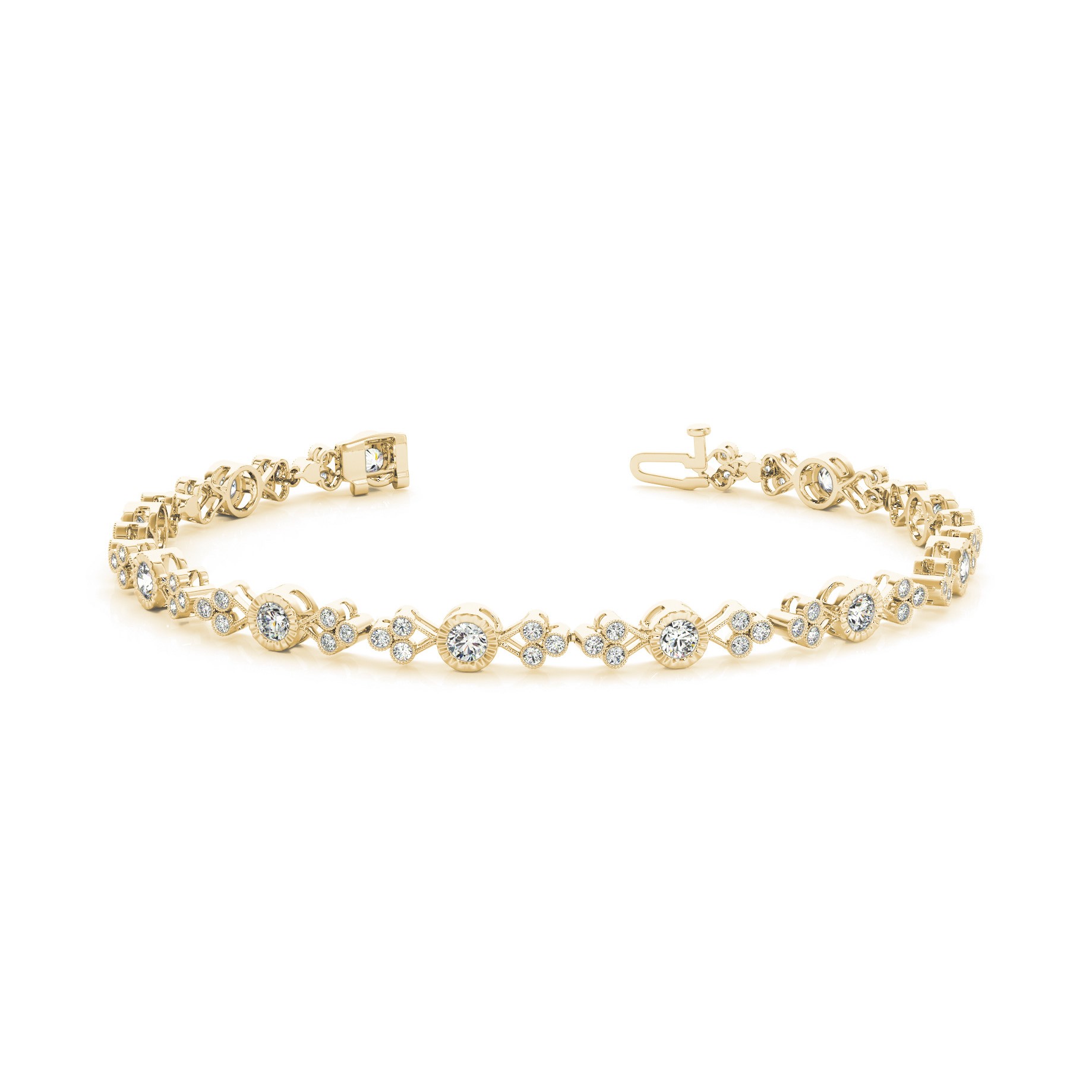 2 Ct Natural Round Cut Rosanne  Diamond Tennis Bracelets in Silver 925