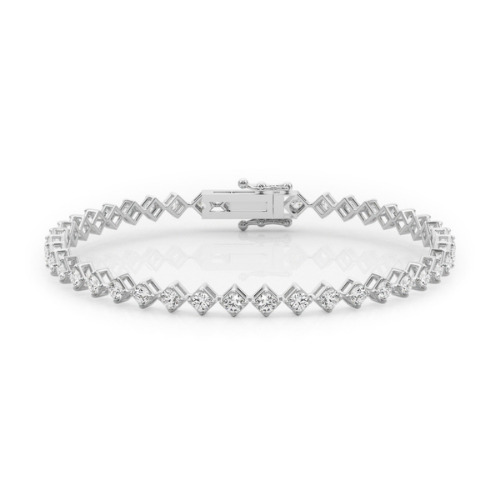 1.5 Ct Natural Round Cut Rena  Diamond Tennis Bracelets in Silver 925
