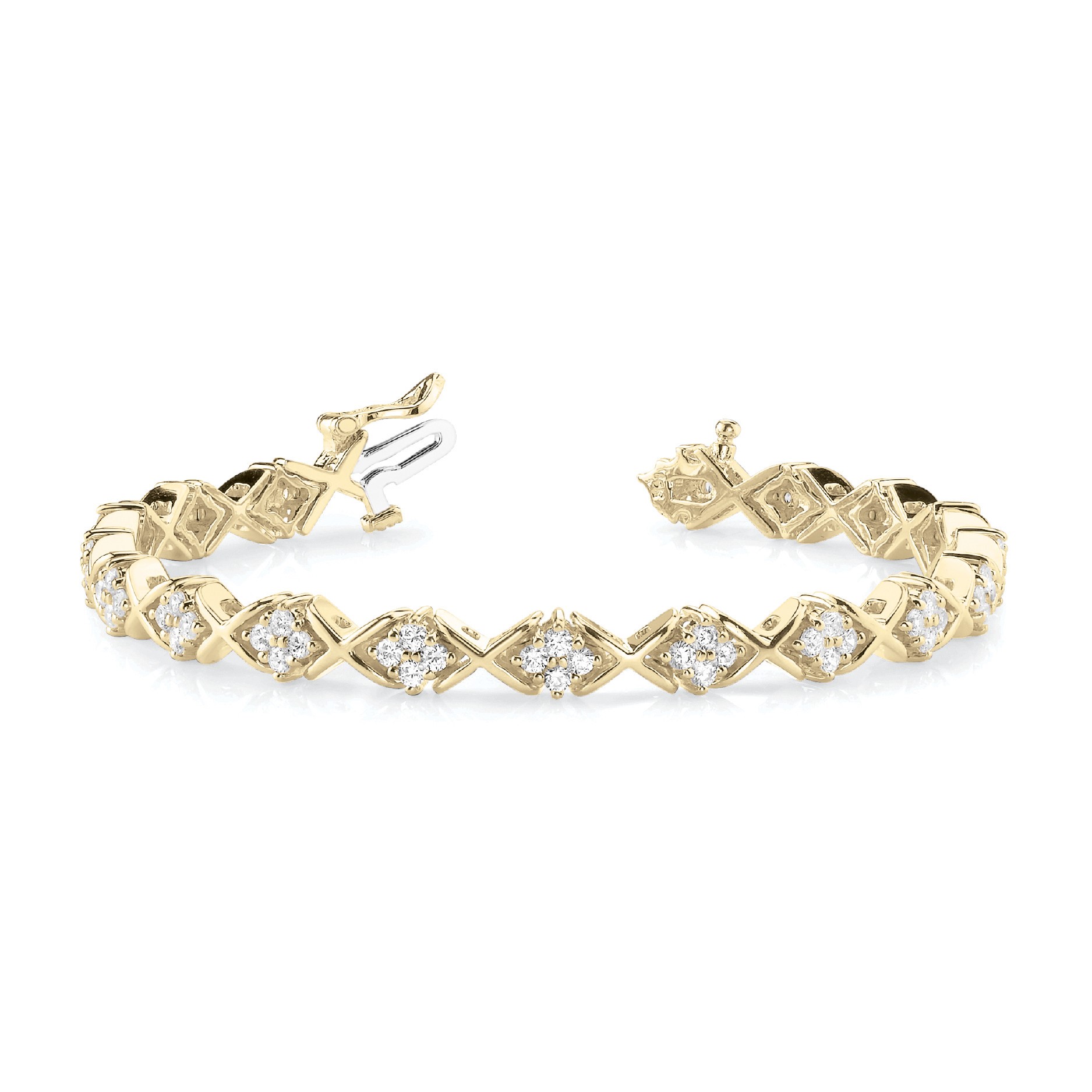 2 Ct Natural Round Cut Rayleen  Diamond Tennis Bracelets in Silver 925