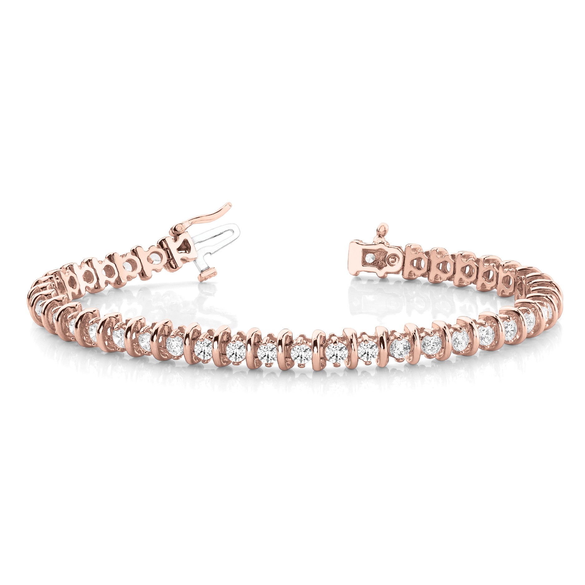 1 Ct Natural Round Cut Rylie  Diamond Tennis Bracelets in Silver 925