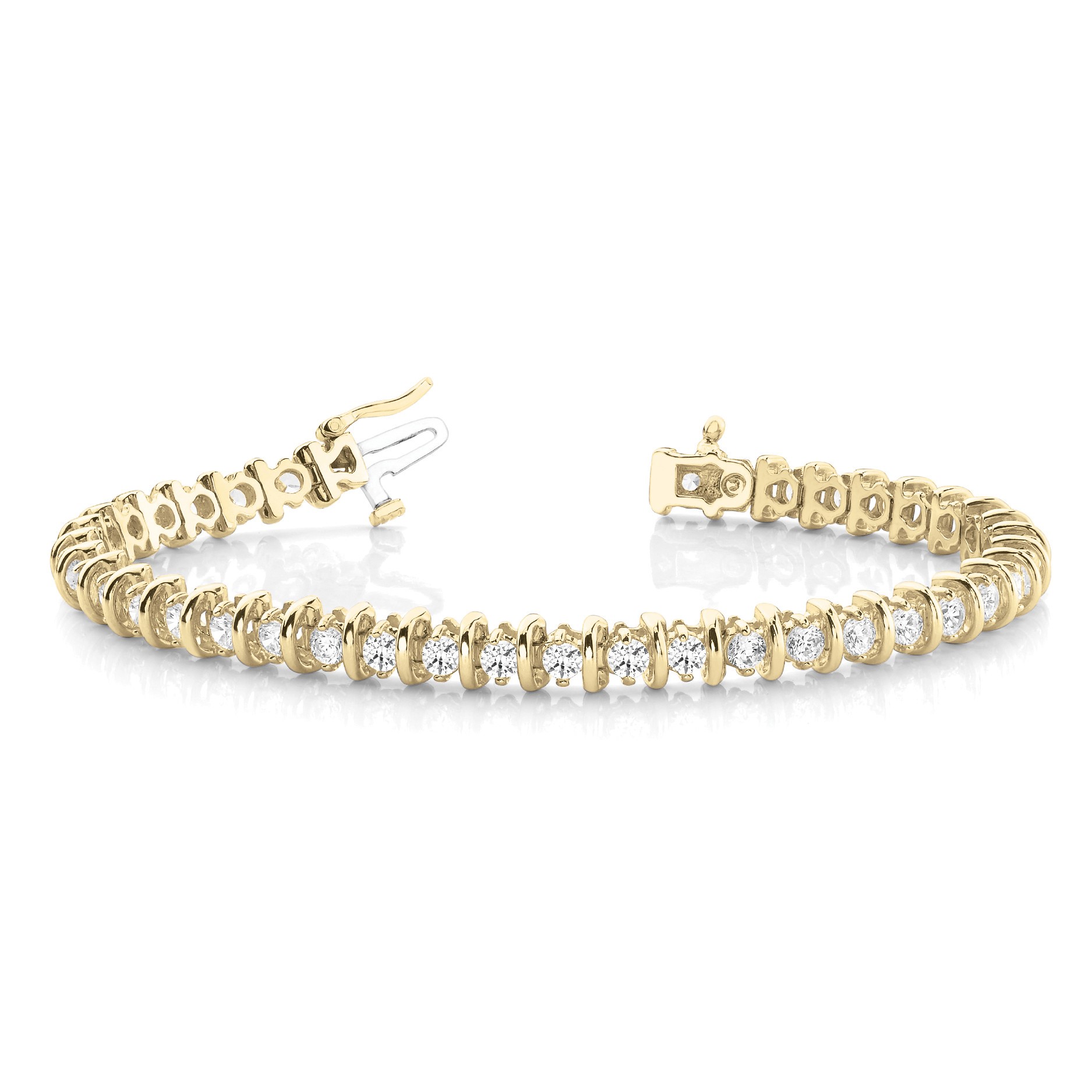 1 Ct Natural Round Cut Rylie  Diamond Tennis Bracelets in Silver 925