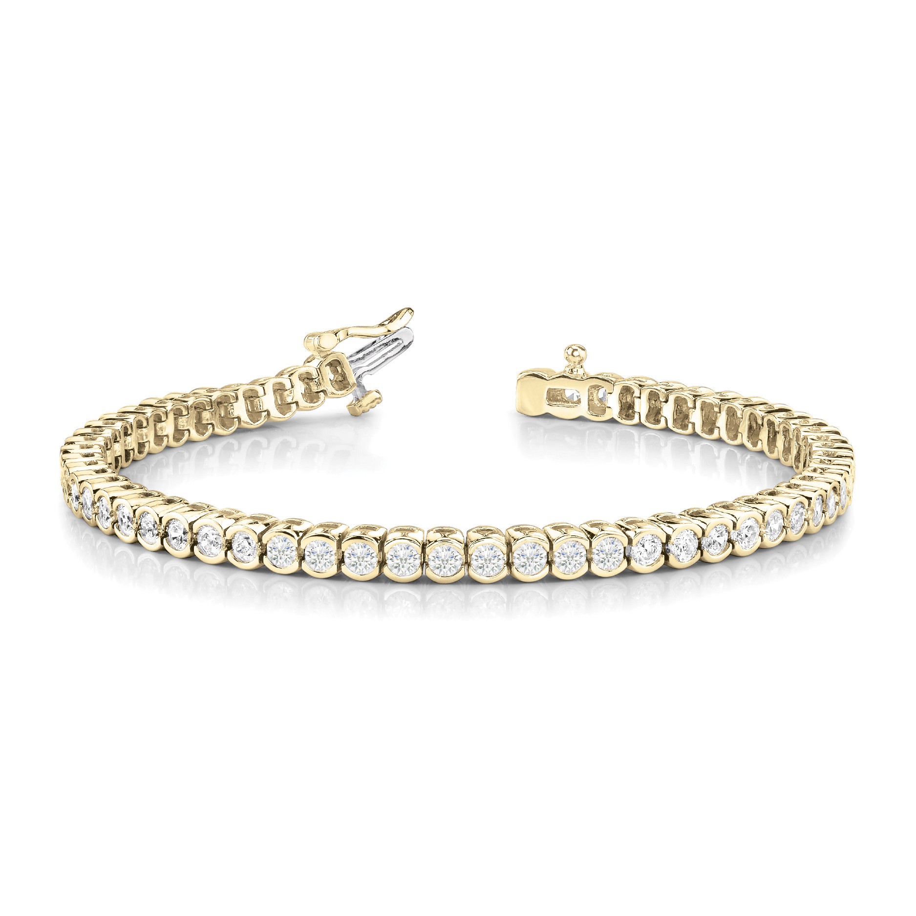 2 Ct Natural Round Cut Rayelle  Diamond Tennis Bracelets in Silver 925