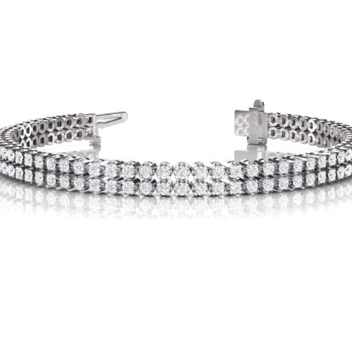 3.75 Ct Natural Diamond Round Cut Staniue  Multi Row Tennis Bracelets in Silver 925