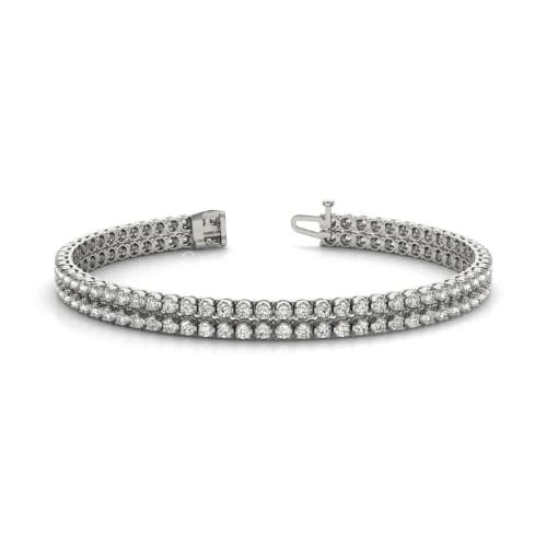 2 Ct Natural Diamond Round Cut Stanilde  Multi Row Tennis Bracelets in Silver 925