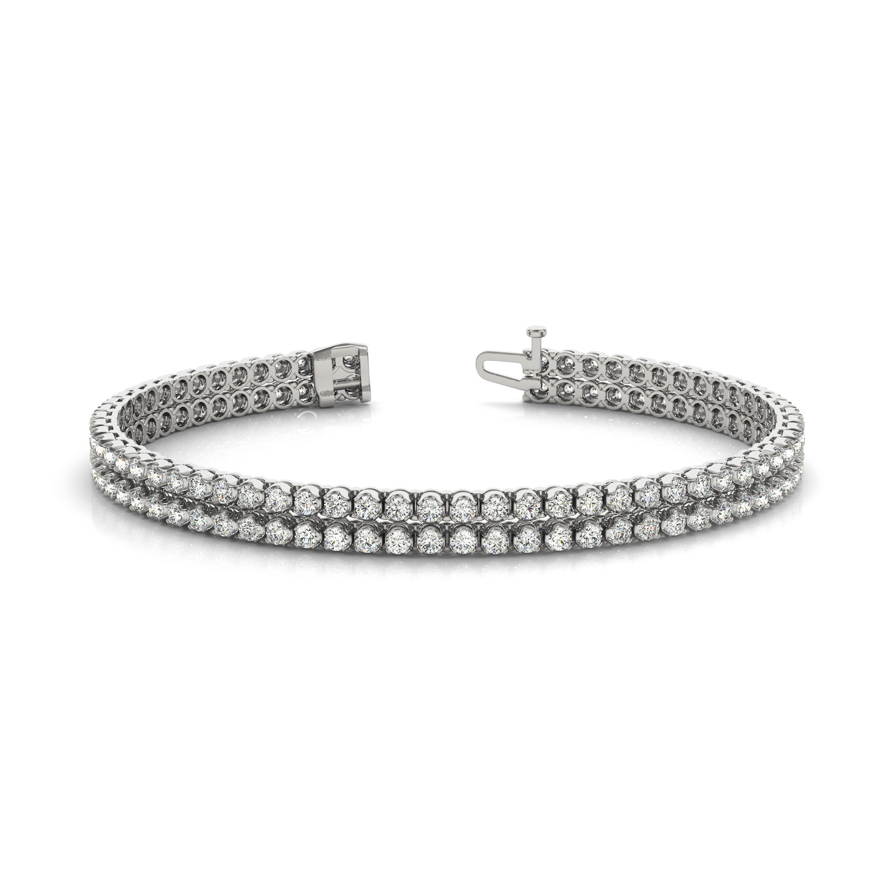 2 Ct Natural Diamond Round Cut Stanilde  Multi Row Tennis Bracelets in Silver 925