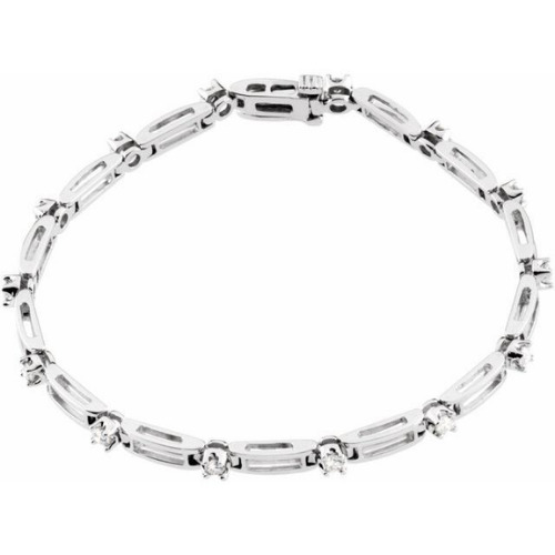 1 Ct Natural Round Cut Ruthie  Diamond Tennis Bracelets in Silver 925