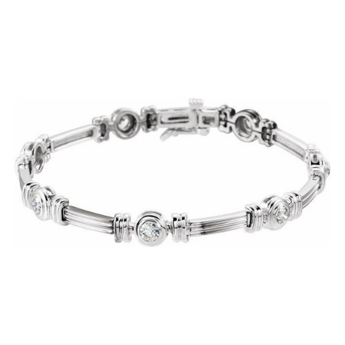 1 Ct Natural Round Cut Rilynn  Diamond Tennis Bracelets in Silver 925