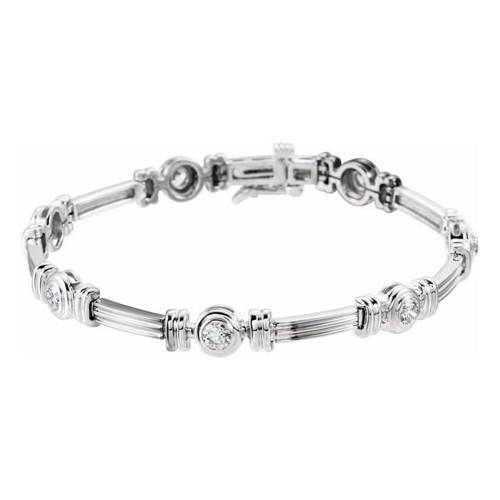 1 Ct Natural Round Cut Rilynn  Diamond Tennis Bracelets in Silver 925