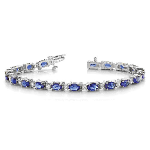 Prissy Blue Sapphire 4 Prong  Diamond Bracelet