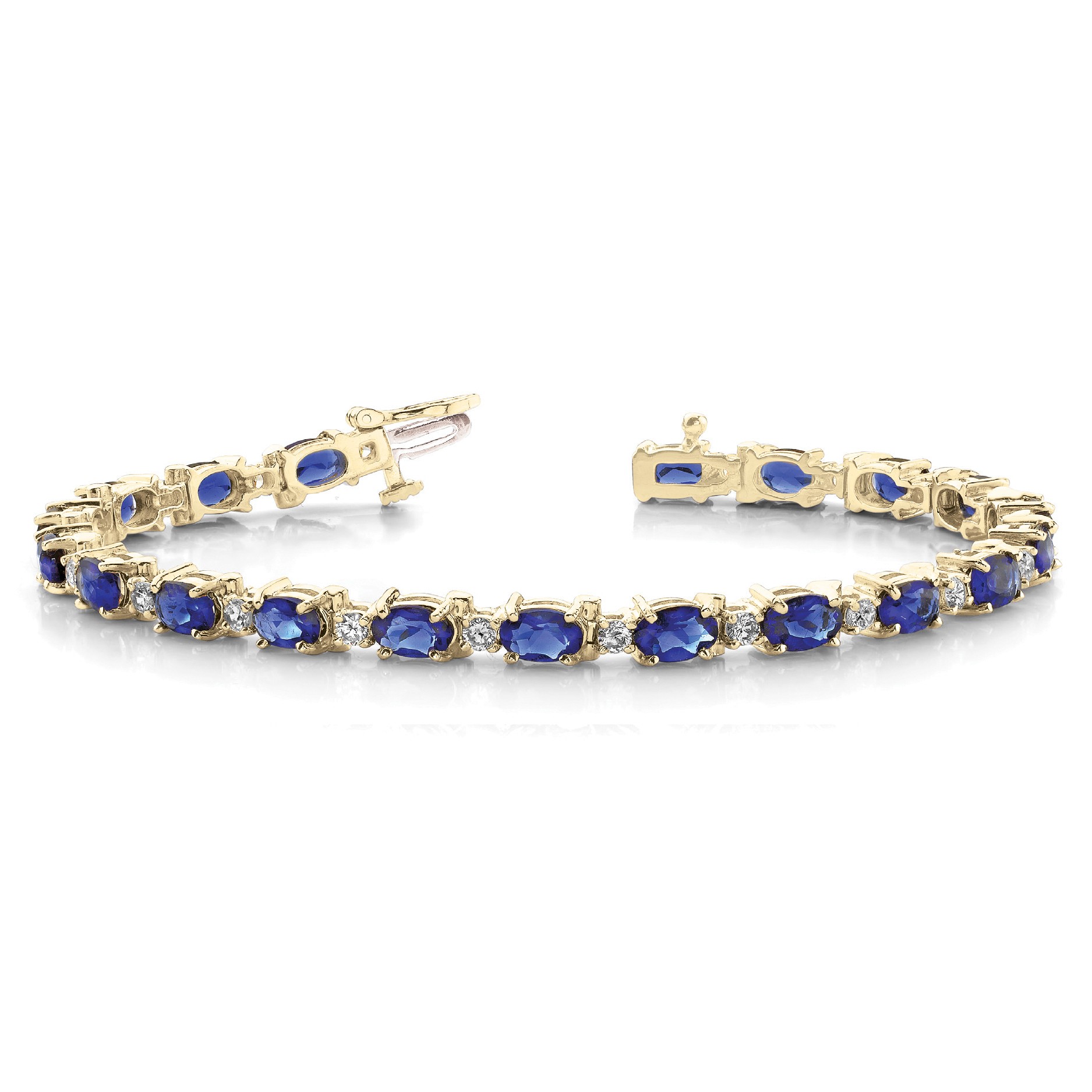 Prissy Blue Sapphire 4 Prong  Diamond Bracelet
