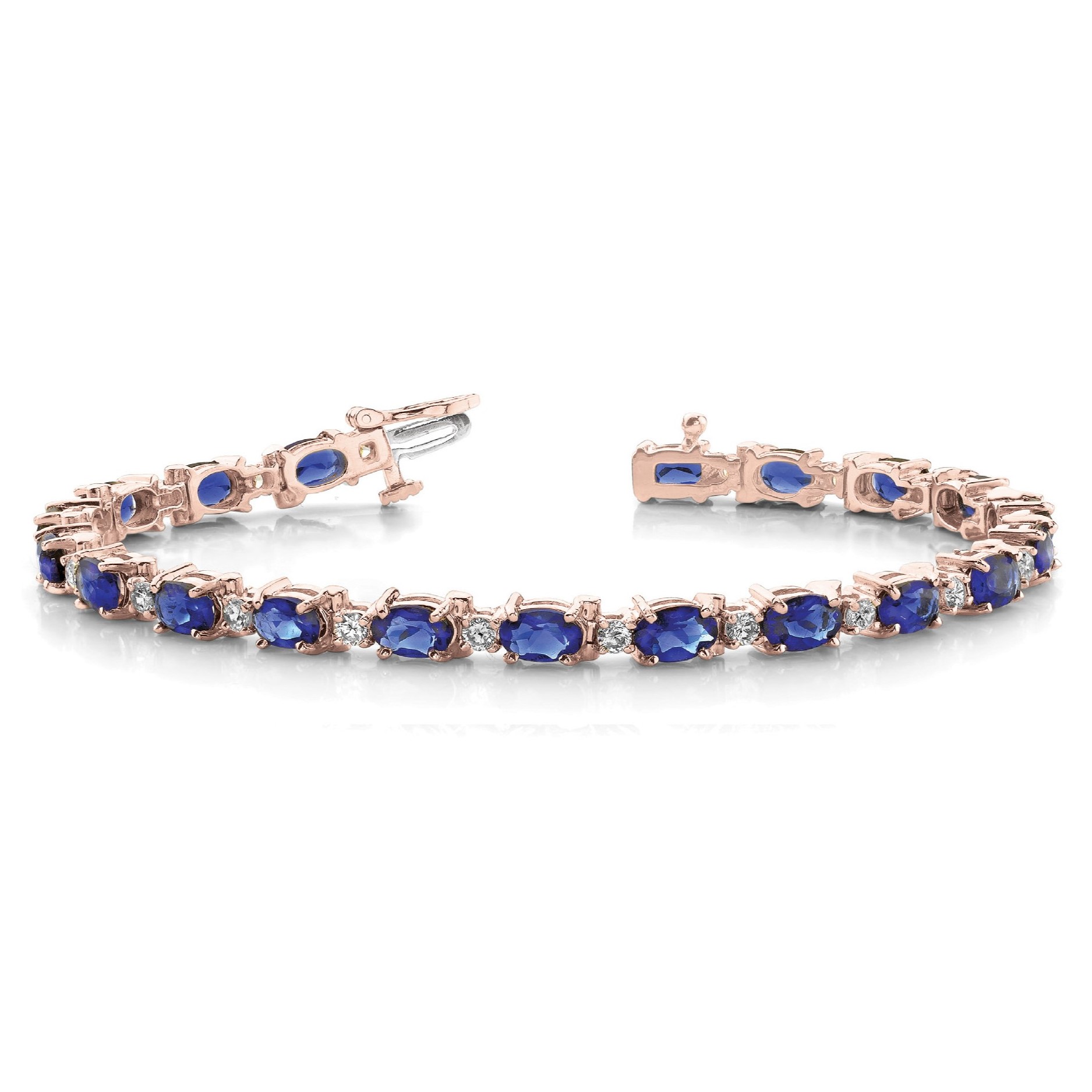 8.5 Ct Blue Sapphire Oval Cut Prissy  Gemstone Bracelets in Silver 925