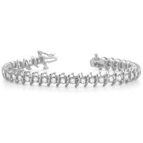 0.25 Ct Natural Round Cut Polly  Diamond Tennis Bracelets in Silver 925