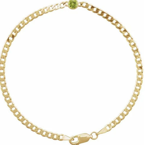 Raquelle Peridot Bezel Set  Diamond Bracelet