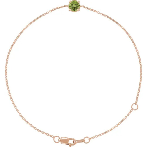 Rosary Peridot 4 Prong  Diamond Bracelet